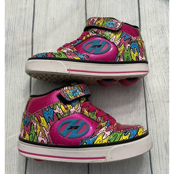 Pink Splat Heelys X2 Girl Skate Shoes, Size Youth 1 - Picture 1 of 6